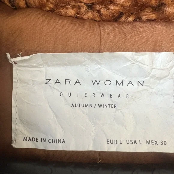 Zara faux fur curly lapel collar jacket - Picture 4 of 4